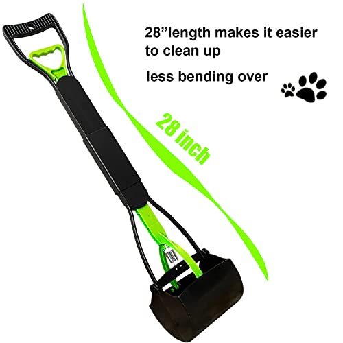 ienjoyed 28" Large Pooper Scooper for Dogs, Heavy Duty Poop Scooper for Large Medium & Small Dog, Pet Dog Pooper Scooper for Grass & Gravel Pick Up - color: Green