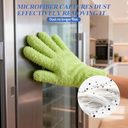 Microfiber Gloves,Microfiber Dusting Gloves for Plants and House Cleaning, Reusable Cleaning Gloves - color: Cyan&green Yellow