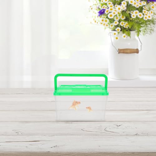 GANAZONO 4pcs Mini Transparent Fish Breeding Box with Handle Small Aquarium Pet Carrier Plastic Container for Reptile Habitat and Observation