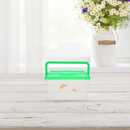 GANAZONO 4pcs Mini Transparent Fish Breeding Box with Handle Small Aquarium Pet Carrier Plastic Container for Reptile Habitat and Observation