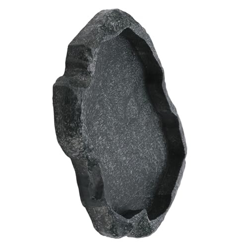Reptile Water Dish, Resin Rock Snake Water Bowl, Dark Green Firm Reptile Water Bowl, Large Tortoise Feeding Bowl for Tortoise Lizard Pets Feeding Accessories, 7.09x5.51x0.79in (M) - size: M