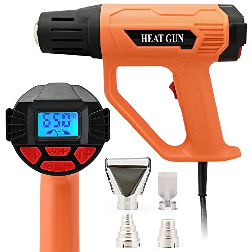 FOSHIO Heat Gun 2000W Hot Air Gun Kit with Large Digital LCD Display Variable Temperature Control 122℉~1202℉（50℃- 650℃）with 4 Nozzles, Overload Protection for Vinyl Wrap, Crafts, Shrink Tubing