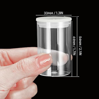 JOVITEC 100 Pcs Plastic Film Canister Holder 35 mm Empty Camera Reel Containers Storage Containers Case with Lids for Small Accessories Fish Hook Film Beads (Clear) - color: Clear