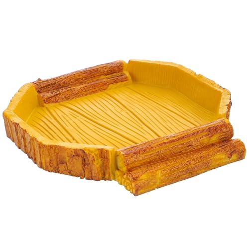 YARNOW Resin Reptile Food and Water Bowl Tortoise Feeding Dish Crawling Pet Water Container for Lizards Terrarium Accessory