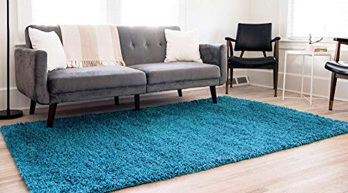 Unique Loom Solid Shag Collection Area Rug (2' x 3' 1" Rectangle, Turquoise) - color: Turquoise, size: 2' x 3'1" (Rectangular)