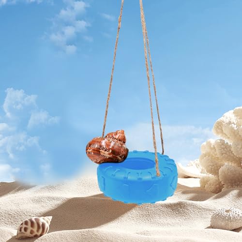 Hermit Crab Tire Swing Toy, Hermit Crab Climbing Toy, Reptile Tank Aquarium Decoration Accessory, Suitable for Small to Medium Sized Hermit Crabs, 3.7 Inches in Diameter - color: Blue