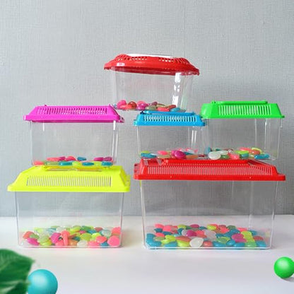 Portable Reptiles Tanks Box Including Feeding Port Observation Window for Lizards Breeding Case Large Lizards Habitat Box Featuring Ventilated Cover - size: 22x14x15cm