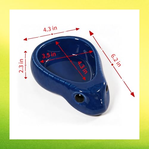Ceramic Reptile Water Dish, Blue | Snake Water Bowl, For Snake, Leopard Gecko, Bearded Dragon and Lizard, Bathing Pool Food Feeding Dish - color: Blue