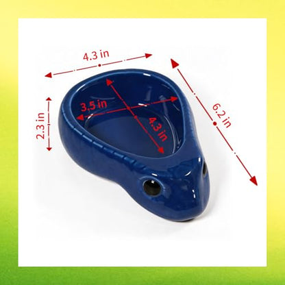 Ceramic Reptile Water Dish, Blue | Snake Water Bowl, For Snake, Leopard Gecko, Bearded Dragon and Lizard, Bathing Pool Food Feeding Dish - color: Blue
