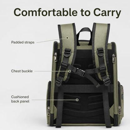 Cat Backpack Carrier for Small Dogs and Medium cat Puppy Kitten Bunny Pet Carrier Backpack Collapsible with Fully Ventilated Mesh with Safety Leash (DarkGreen, 12.9" L x 10.62" W x 15.5" H - M) - color: DarkGreen, size: Medium