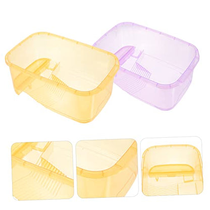Generic 2pcs Turtle Feeding Box Turtle Tortoise Tank Aquarium Water Case Fish Bowl Hermit Crab Gecko Tortoise Breeding Tank Raising Plastic