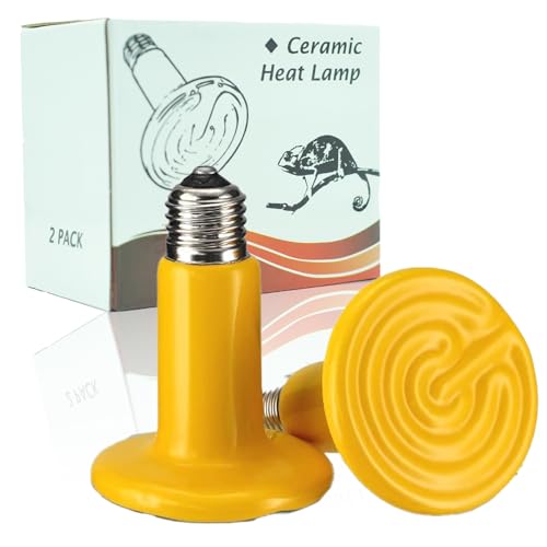 JZNCHP-Reptile Heat lamp-Ceramic Heat emitter-Bearded Dragon Tank Accessories 100W Yellow Infrared Bulb Emitter Lamp for Pet Heat lamp for Chickens(2-Pack)