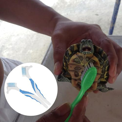 Alipis 2pcs Double-Sided Turtle Shell Cleaning Brush Mud Dirt Remover Portable Mini Double-Head Scrub for Aquatic Turtles and Reptiles Tank Maintenance