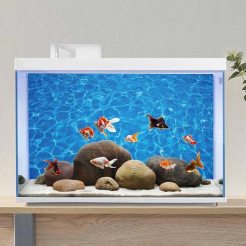 AWERT Vinyl 60x24 inches Underwater Aquarium Background Blue Ripped Water Fish Tank Background Swimming Pool Terrarium Background - size: 60x24in/150x60cm