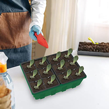 Gardzen 10 Pack Seed Starter Trays with Dome and Green Base 120 Cell | Garden Propagator Kit with Black Trays, 6.6"x4.5" Cells for Seed Germination, Seedlings and Indoor Plant Growing - size: 12-Cell Black 10-Pack