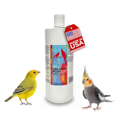 Calcium Plus Liquid for Birds – Calcium Supplement with Vitamins and Minerals for Strong Eggshells, Healthy Bones - Support Growth, Breeding, and Wellness for All Birds 32 Fl Oz - size: 32 Fl Oz