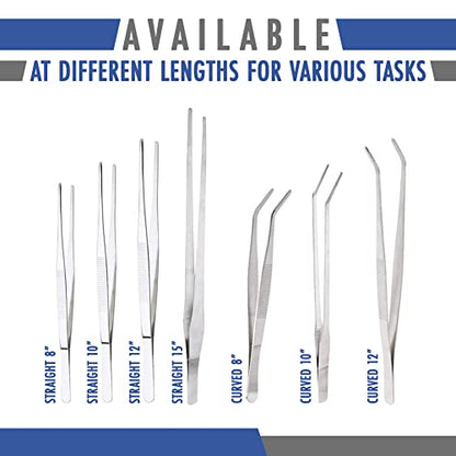 Comfecto 15 Inch Extra Long Tweezers Stainless Steel Straight Serrated Tip, Non Slip Reptile Feeding Tweezer Tongs Tool for Aquarium Aquascaping Cooking | Non Slip Reptile Feeding Tweezer Tongs Tool for Aquarium Aquascaping Cooking - style: Straight Tip -