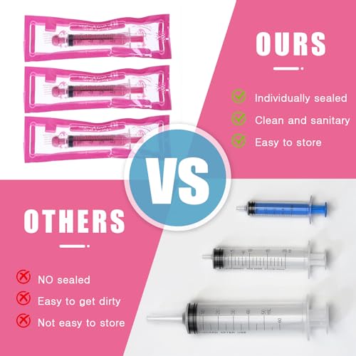 TrelaCo 20 Pack 10ml Oral Syringes with Cap for Liquid Plastic Syringe Without Needle Measuring Dispensing Tools Individually Sealed for Pets Feeding Lab Sample Injection(Pink) - size: Pink