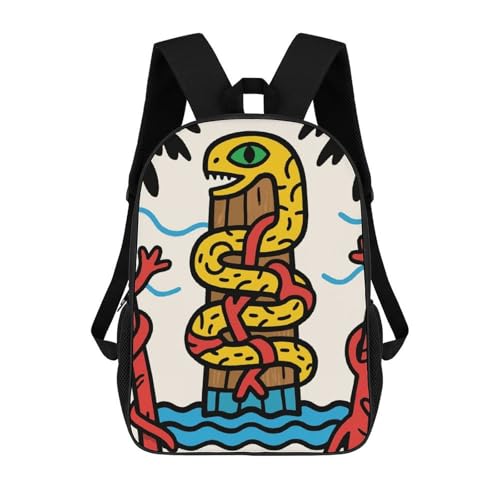 Snake Totem Pole Laptop Bag 17 Inch Back Pack Travel Backpack Sports Work Backpacks Teacher Bookbag