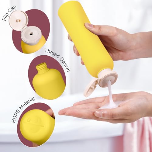 Travel Shampoo Bottle, Empty Plastic Squeeze Bottles 8.8oz with Flip Cap, Lotion Container for Toiletries Travel Size Shampoo and Conditioner - color: Yellow