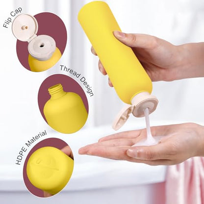 Travel Shampoo Bottle, Empty Plastic Squeeze Bottles 8.8oz with Flip Cap, Lotion Container for Toiletries Travel Size Shampoo and Conditioner - color: Yellow