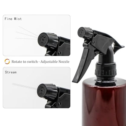 360° Water Spray Bottle 2 Pack 16 oz Continuous Plastic Empty Spray Bottles Mister for Hair,Cleaning,Plants,Upside Down,Fine Mist and Stream Setting,Amber - color: Amber