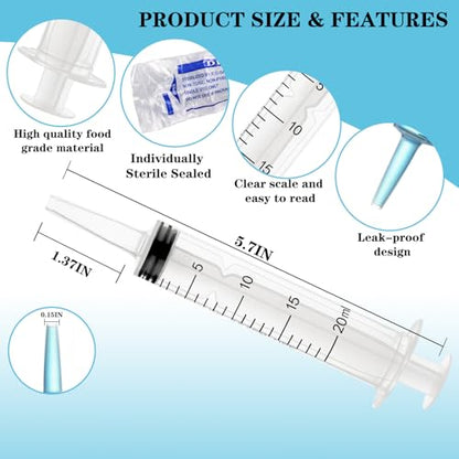 20ml Plastic Syringe with Cap, Syringes without Needle for Liquid, Scientific Labs, Measurement, Pet Feeding ,Ink Refilling ,Oil or Glue Applicator (3 Pack) - style: 20ml