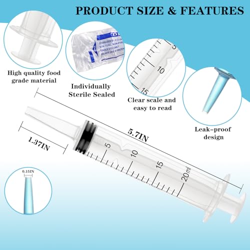 20ml Plastic Syringe with Cap, Syringes without Needle for Liquid, Scientific Labs, Measurement, Pet Feeding ,Ink Refilling ,Oil or Glue Applicator (3 Pack) - style: 20ml