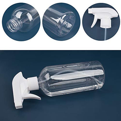 Plastic Spray Bottle, 17oz Refillable Versatility Sprayer, Clear, 4 Pack | Adjustable Mist & Stream Nozzle – For Water, Hair, Cleaning, Essential Oils, Plants, BBQ & DIY Spraying - color: Clear, size: 4 Pack/500ml