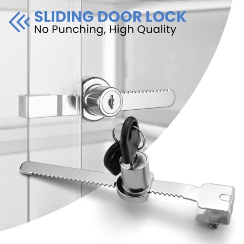 3Pcs Sliding Glass Door Ratchet Lock with Chrome Finish, Keyed Alike | Fits 2-6mm Glass, Secure Showcase Display Case Lock for Cabinets, Retail Stores & Home Use