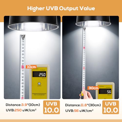 UVB Bulb for Reptiles, 10.0 13W UVB Light for Reptiles, Hygger zoo UVA UVB Reptile Light Bulb Reptile UVB Bulb UVB Light for Bearded Dragon Turtle Lizard Reptile Lamp Terrarium Lamp for Desert Reptile - size: 10.0-5.3 Inch