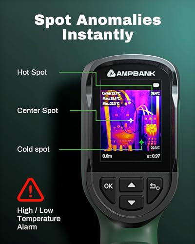 H128 Handheld Thermal Camera, 240 x 240 TISR Resolution, 24h Battery Life Thermal Imaging Camera, 25 Hz Infrared Camera with Temperature Alarm, -4℉~ 842℉ Temp Range, IP65 Protection Level