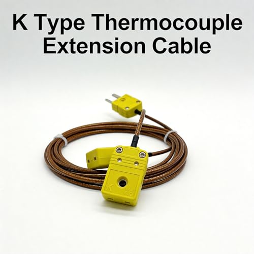 K Type Thermocouple Extension Cable 79in/2.2 Yards | Brown Wire PVC Coating Polyimide Construction, Temperature Range: 0°F–1300°F - size: 79in/2.2 yards
