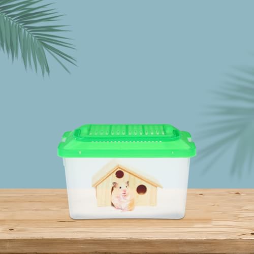 SHINEOFI Portable Turtle Box and Handheld Fish Tank Reptile Carrier for Travel, Plastic Aquarium with Handle, Medium Green Pet Transport Container for Hamsters and Small Reptiles
