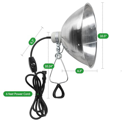 Simple Deluxe Clamp Lamp Light Socket with 10.5 Inch Aluminum Reflector and Bulb Guard, Suit for Max 250 Watt Lamp (No Bulb Included) with 18/2-Gauge 6 Feet Cord, 2-Pack - size: 10.5 Inch (250 Watts), style: 2-Pack