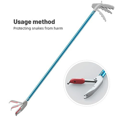 G2 60-inch Professional All-Aluminum Alloy Snake Tong Reptile Grabber Rattle Snake Catcher Wide Jaw Handling Tool with a Protective Structures for Snakes - size: 60in with pad