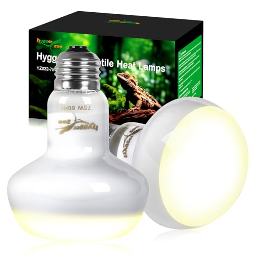 Reptile Heat Lamp Bulbs 75W (2-Pack) – Efficient Heating & Simulated Sunlight Basking Light for Amphibians, Bearded Dragon, Lizard, Turtle, Chicken – E26 Base - color: White, size: 75W