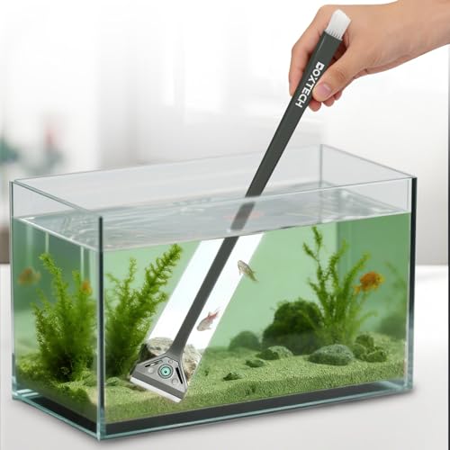 Aquarium Algae Scraper with Dual Head Design for Small Tanks | 2-in-1 stainless steel blade & soft brush.,Easy blade replacement,Safe glass cleaner for fish tank maintenance