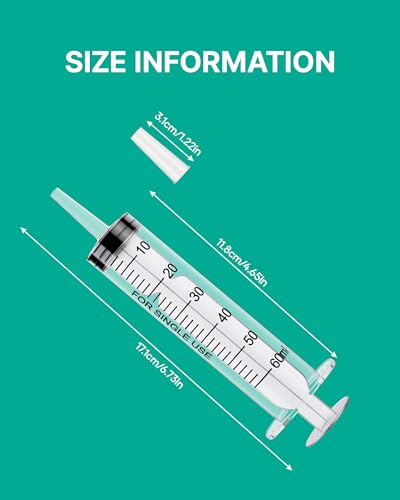10 Pack 60ml Feeding Syringe for Liquid without Needle Individually Wrapped | with cap, clear scale, non-slip bottom for pet feeding, liquid dispensing, scientific labs, plant cultivation and crafts
