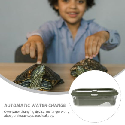 SUPVOX Plastic Multi-Purpose Tortoise Feeding Tank Terrace Large Tortoise Habitat for Home Use Easy Cleaning Design Feeding Box for Turtles and Amphibians
