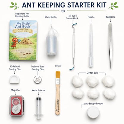 Beginner Ant Nest with Foraging Area and Humidity Zone, Dry Wet Separation Plaster Chamber, Fits 15mm Test Tubes, for Small to Medium Ant Colonies