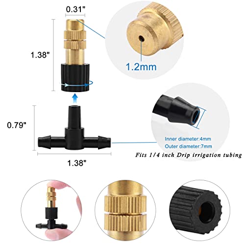 20Pcs Three-Way Atomizing Nozzle Micro Spray Drip Irrigation Mister Emitter | Adjustable Sprinkler Drip Irrigation Mister Kit with Drip Irrigation Connector for 1/4 inch Drip Irrigation Tubing - color: 20pcs