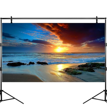 Sunset Beach Aquarium Background Sunrise Ocean Seashore Fish Tank Background Ocean Seascape Terrarium Backgrounds Amazing Sunrise Over Seacoast Sand Ocean Waves Reptile Tank Backgrounds 24x12in - color: Dark Blue, size: 24(W)x12(H)inches/ 60(W)*30cm(H)