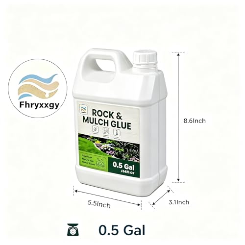 0.5 Gallon Rock Glue for Landscaping, Water-Based Gravel Binder | Landscape Adhesive for Gravel, Pebbles, Mulch and Decorative Rocks, Clear Drying Formula for Gardens, Pathways and Yards