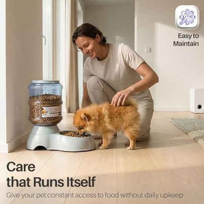 Flexzion Automatic Pet Feeder & Waterer Set of 2 Pack, Self Feeding Replenish Dog Cat Bowls, Gravity Food & Water Storage Container Fountain Jug Pet Supplies Plastic Skid Proof Rubber Feet (1 Gallon) | Self-Replenishing Dry Food Station with Non-Skid Feet