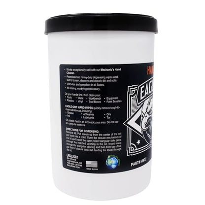 Eagle Grit Heavy Duty Cleaning Wipes – 72 XL Pre-Moistened Degreasing Hand & Tool Wipes – 10”x12” Industrial Strength Shop Towels – Removes Grease, Oil, Ink, Adhesives & Grime – USA Made