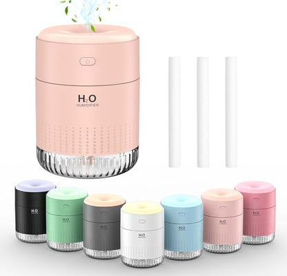 SZO Plant Humidifier Indoor, 500ml Soft Pink with Colorful Lights | Small Humidifiers for Plants, Travel, Bedroom, Office Desktop, Baby Room - color: Soft Pink 2.0