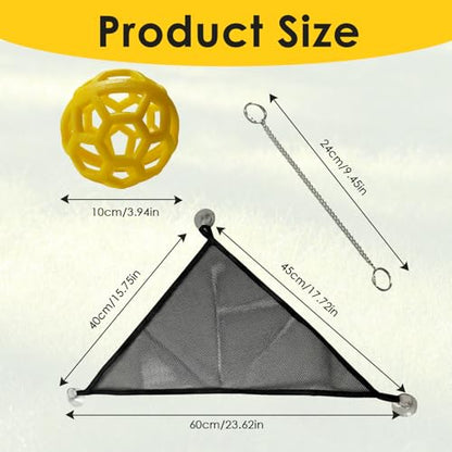 Snake Reptile Enrichment Ball & Hammock Combo, Durable Climbing Gym with Secure Chain - Fun Exercise & Resting Toy for Small Pet Snakes Including Pythons & Iguanas, Anoles, Geckos, Snakes, Chameleon