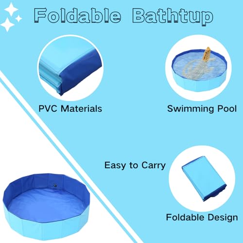 Bearded Dragons Foldable Bathtub with Soft Brush and Towel Set Reptile Accessories Swimming Pool Relax Cleaning Set for Small Pets Guniea Pig Turtle Hedgehog (19.68x3.14In) - color: 19.68x3.14in