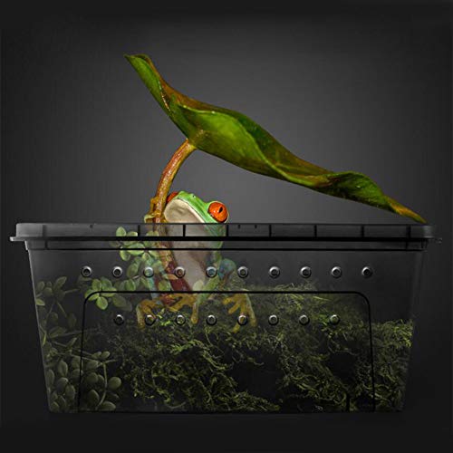 OMEM Portable Reptile Terrarium Habitat for Mini Pet Houses Breathable Holes Stackable Container (2PCS-Black-L) - size: 2PCS-Black-L